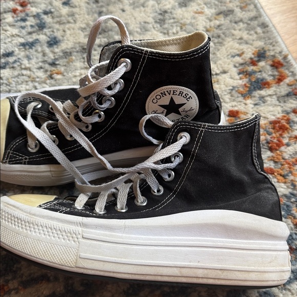 Converse Black and White Platform Canvas High-Tops size 7 - Picture 4 of 7